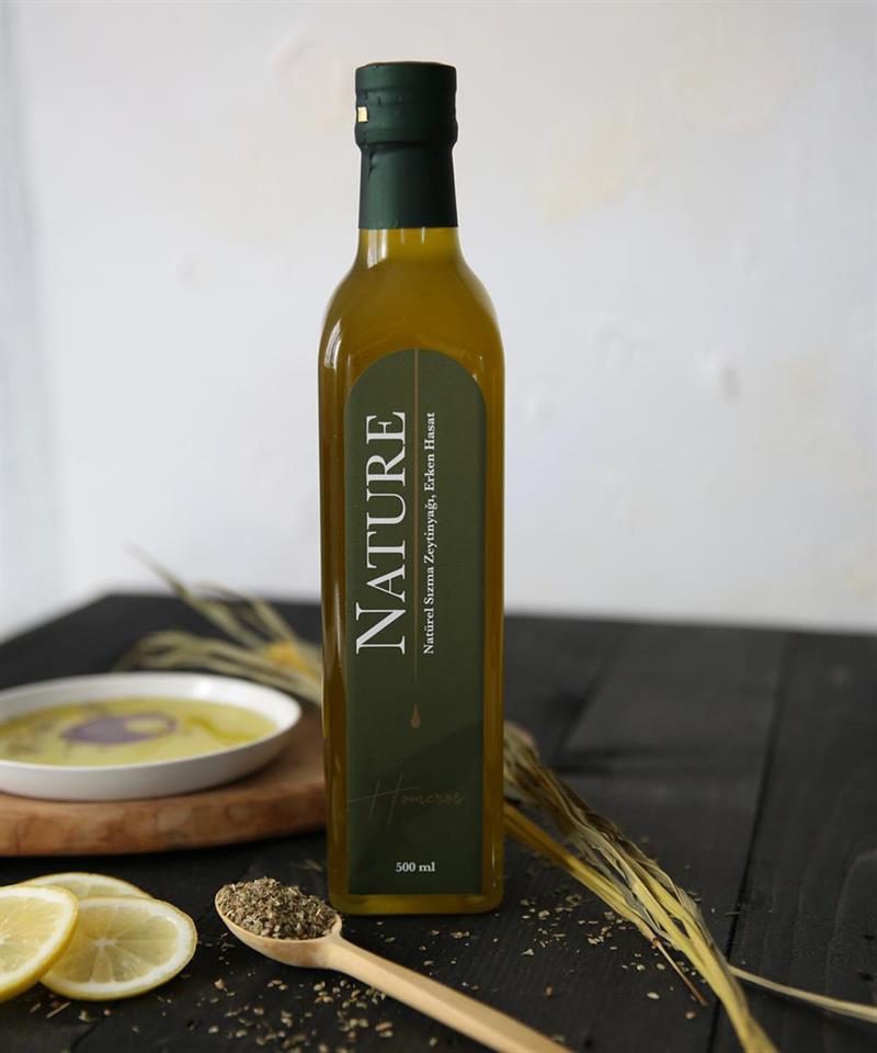 Homeros Erken Hasat Ekstra Sızma Zeytinyağ - Filtresiz Soğuk Sıkım 500 ML Şişe